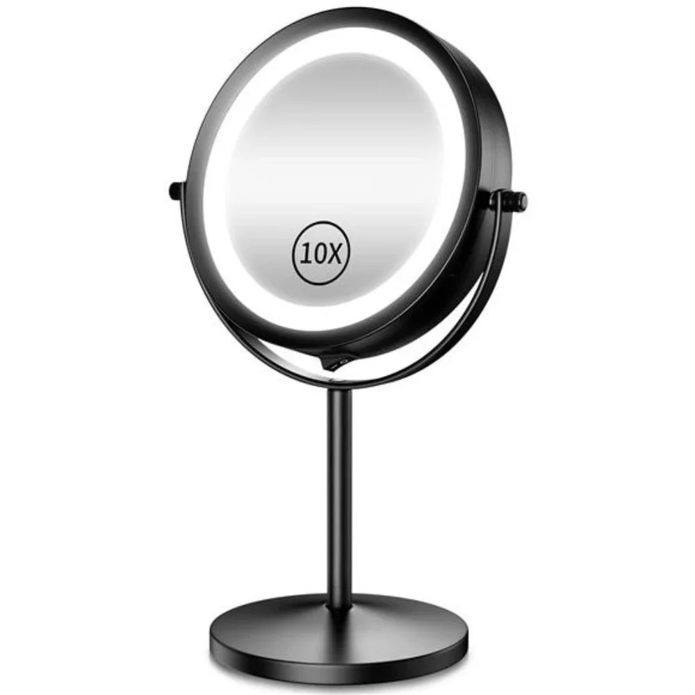 Lighted Makeup Mirror,1x/10xMagnifying Double Sided LED Vanity Mirror with Light